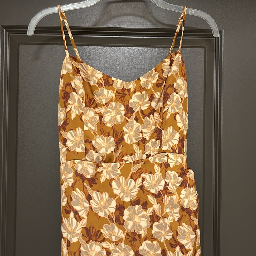 RESA warm floral satin high leg dresss S NWT